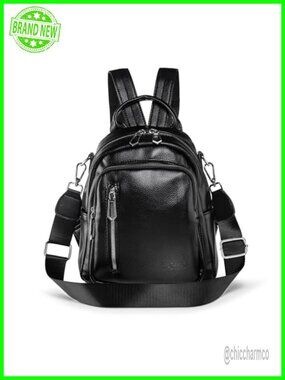 Women's Mini Backpack Purse PU Leather 3-in-1 Handbag Travel Daypack
